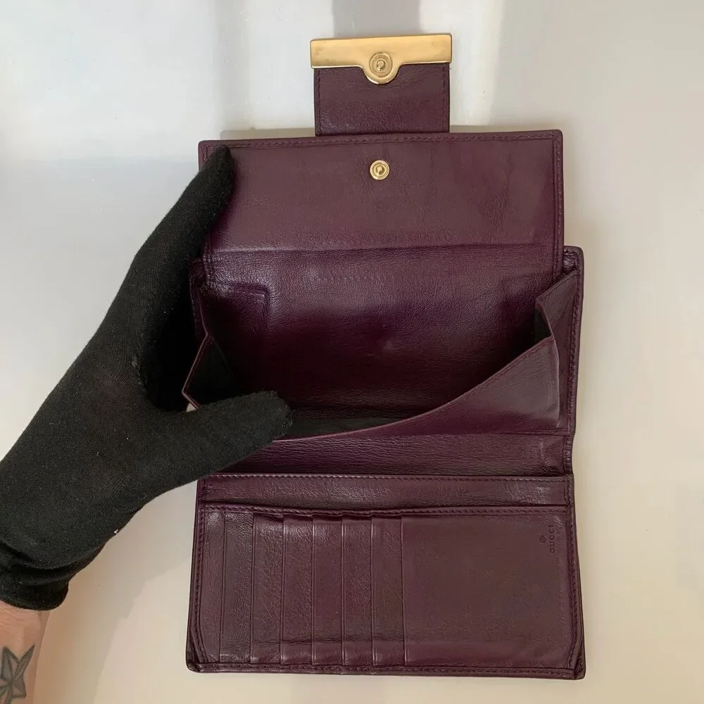Gucci Women’s monogram guccissima purple leather wallet long authentic with COA - Picture 4 of 7